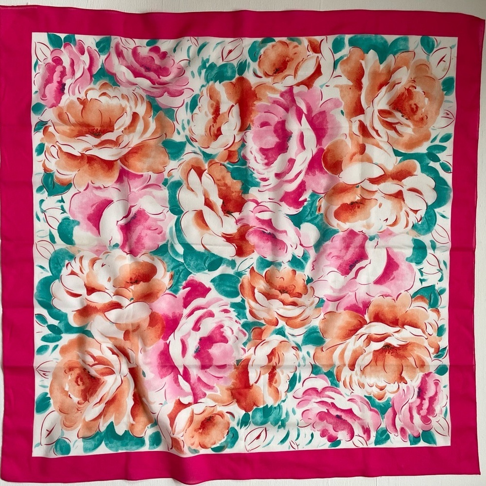 vintage scarf made in Italy floral print purse scarf summer